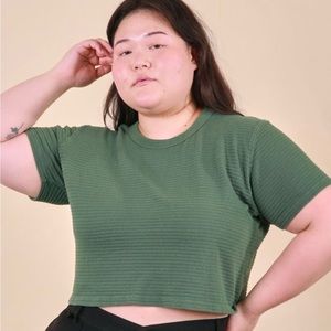 Big Bud Press Honeycomb cropped tee Emerald Green size M